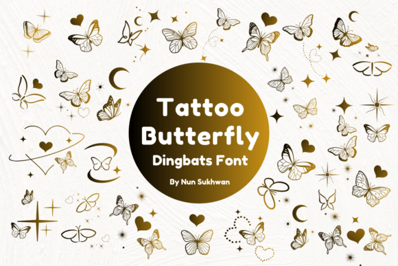 Tattoo Butterfly: A Sketch-Style Dingbats Font for Creative Projects